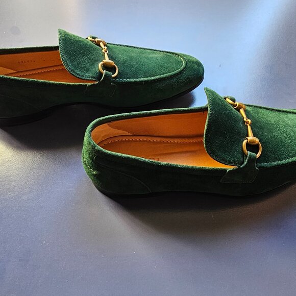 Gucci Men's Green Suede Jordaan Loafer- US 9 - Picture 2 of 3